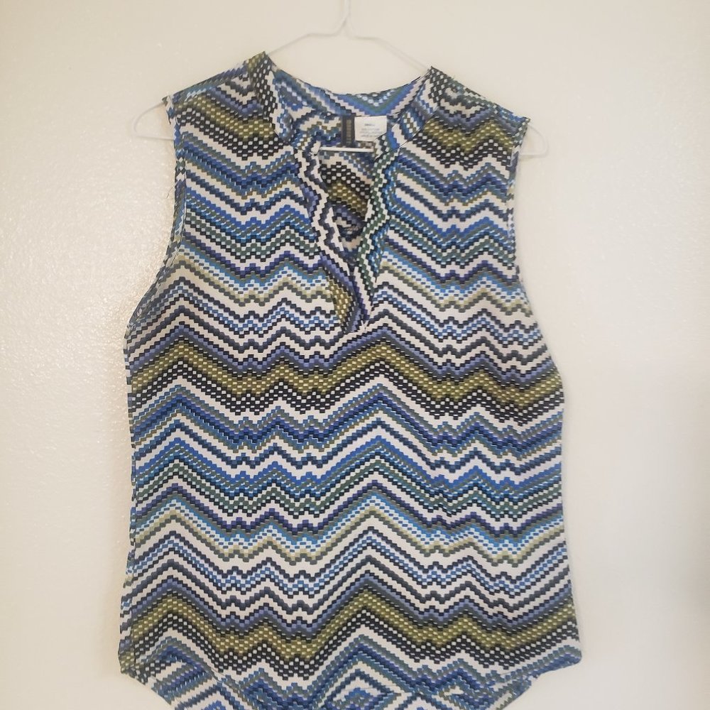 Sleeveless blue blouse